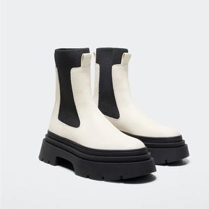 Mango | Track sole contrast ankle boots | size 37 | black/white